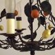 Lustre français à 3 lumières, brun clair, avec feuilles vertes, citrons et oranges 5473