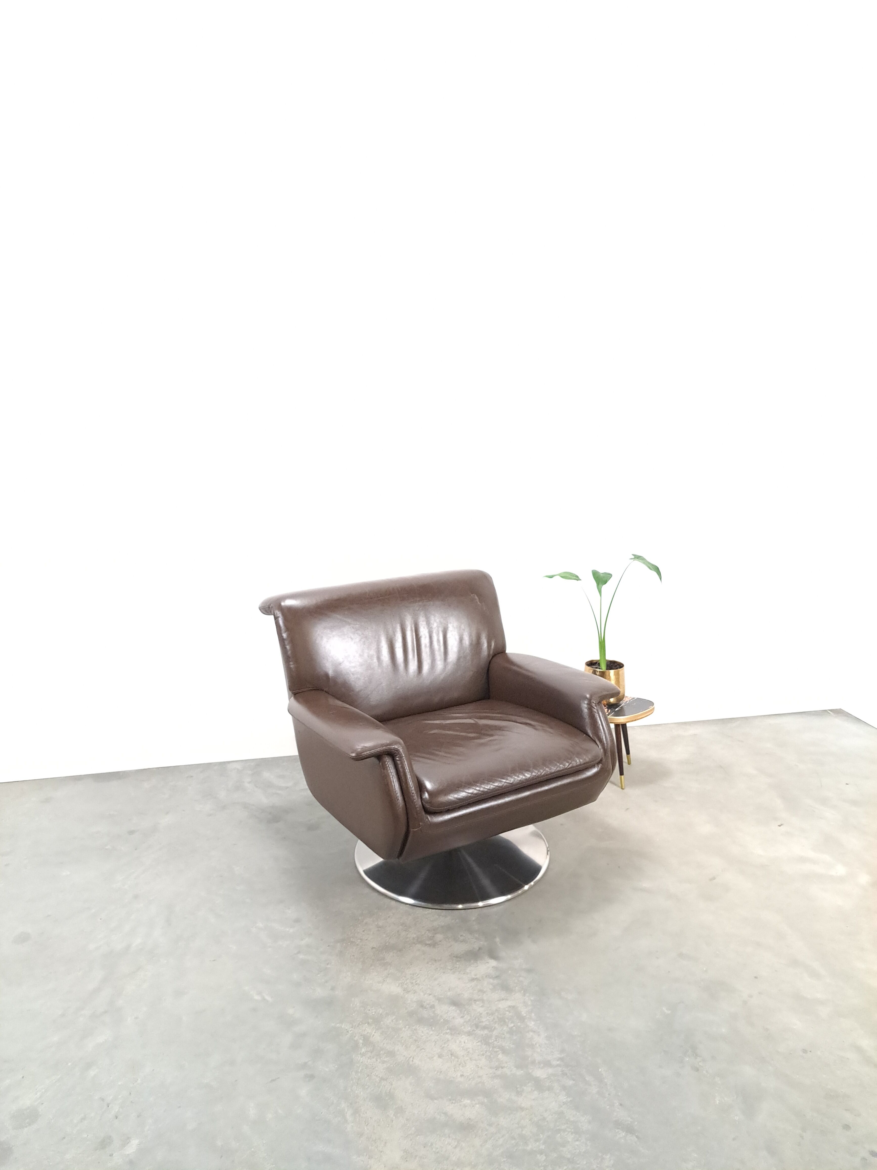 Brown leather swivel chair