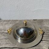 Silver-plated metal butter dish with knots