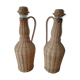 Vintage rattan bottle duo