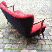 Scandinavian cocktail bi color red couch, 50s 60s