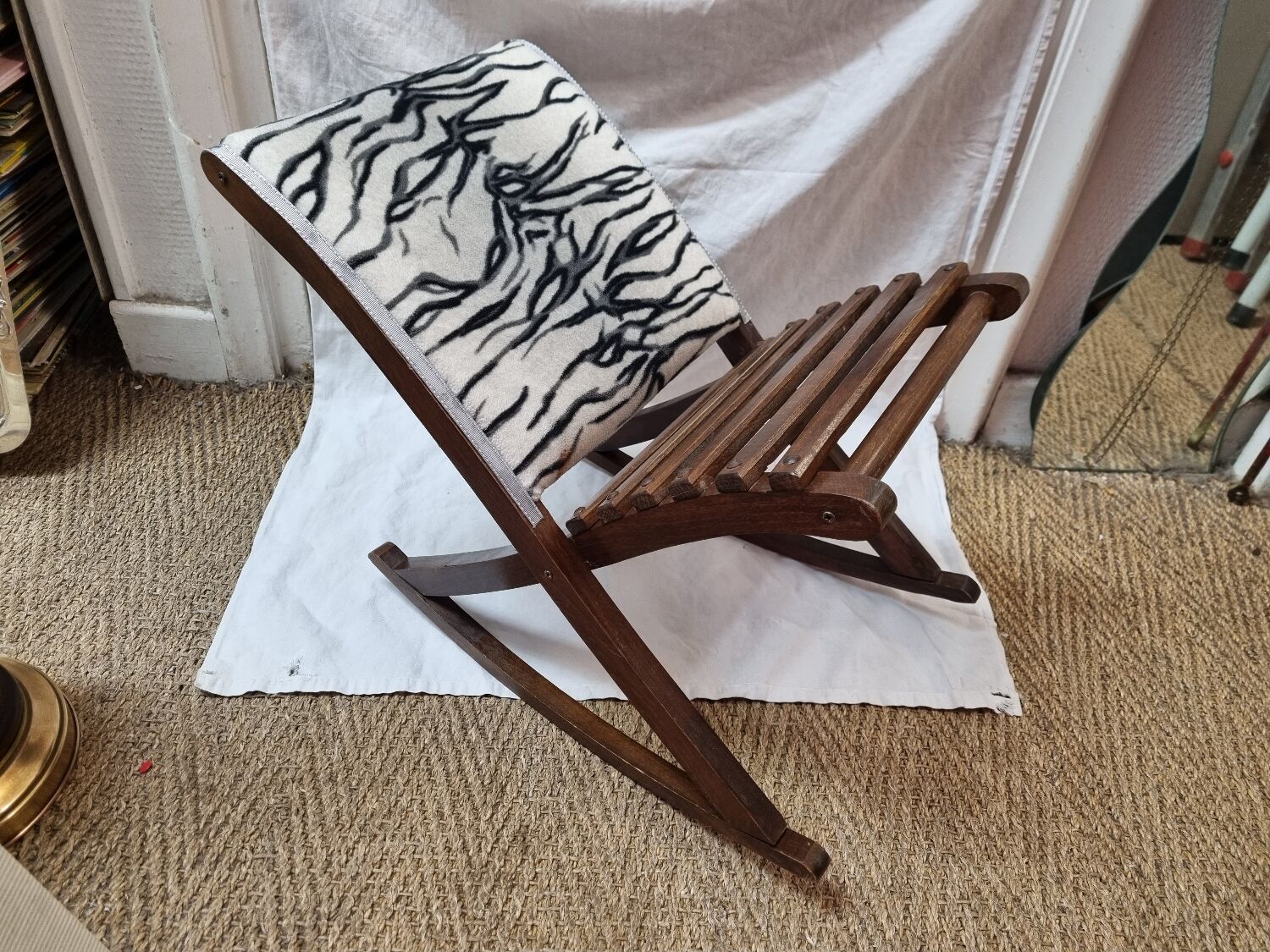 Zebra rocking footrest from 1960