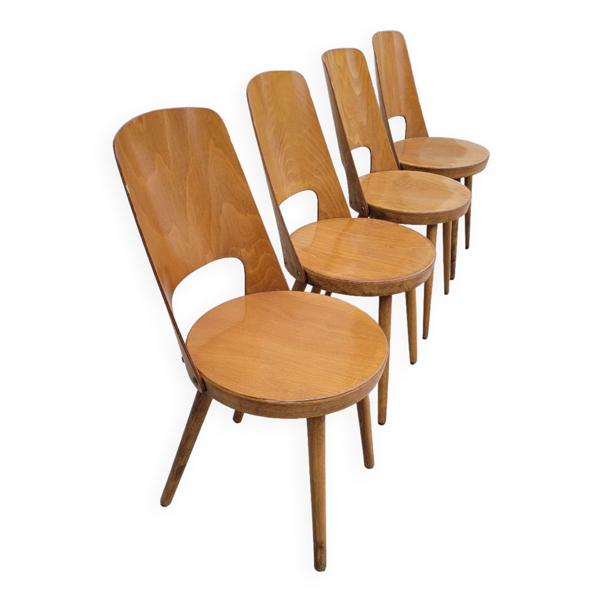 Series of 4 Baumann bistro chairs model Mondor 1950 vintage