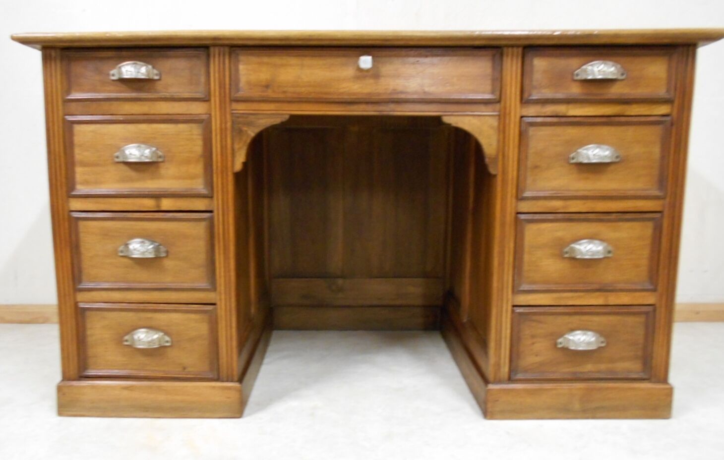 Coffered walnut desk