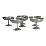 Set of 6 shiny stainless steel footed bowls