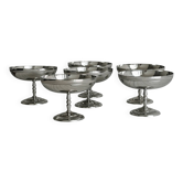 Lot de 6 coupelles sur pied en métal inox brillant