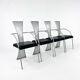 4 chaises postmodernes en acier et cuir, années 1990