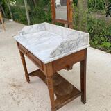 Marble dressing table and 1900 solid wood mirror