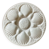 4 assiettes à huîtres en barbotine blanche