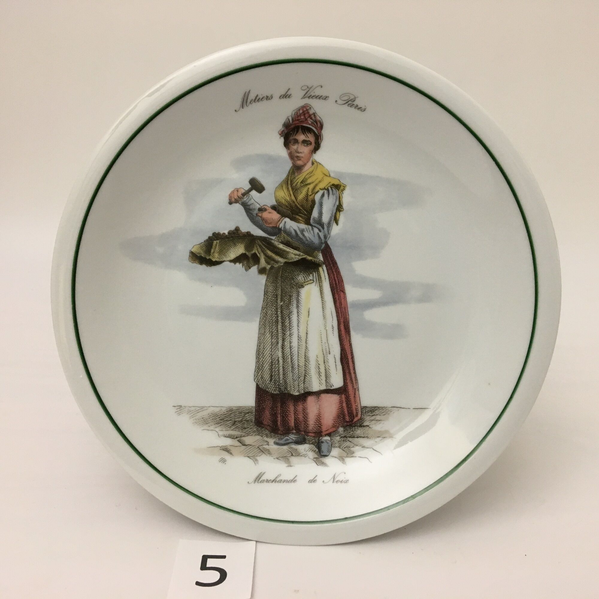 6 Dessert Plates "Métiers du vieux Paris", Porcelaine du Berry