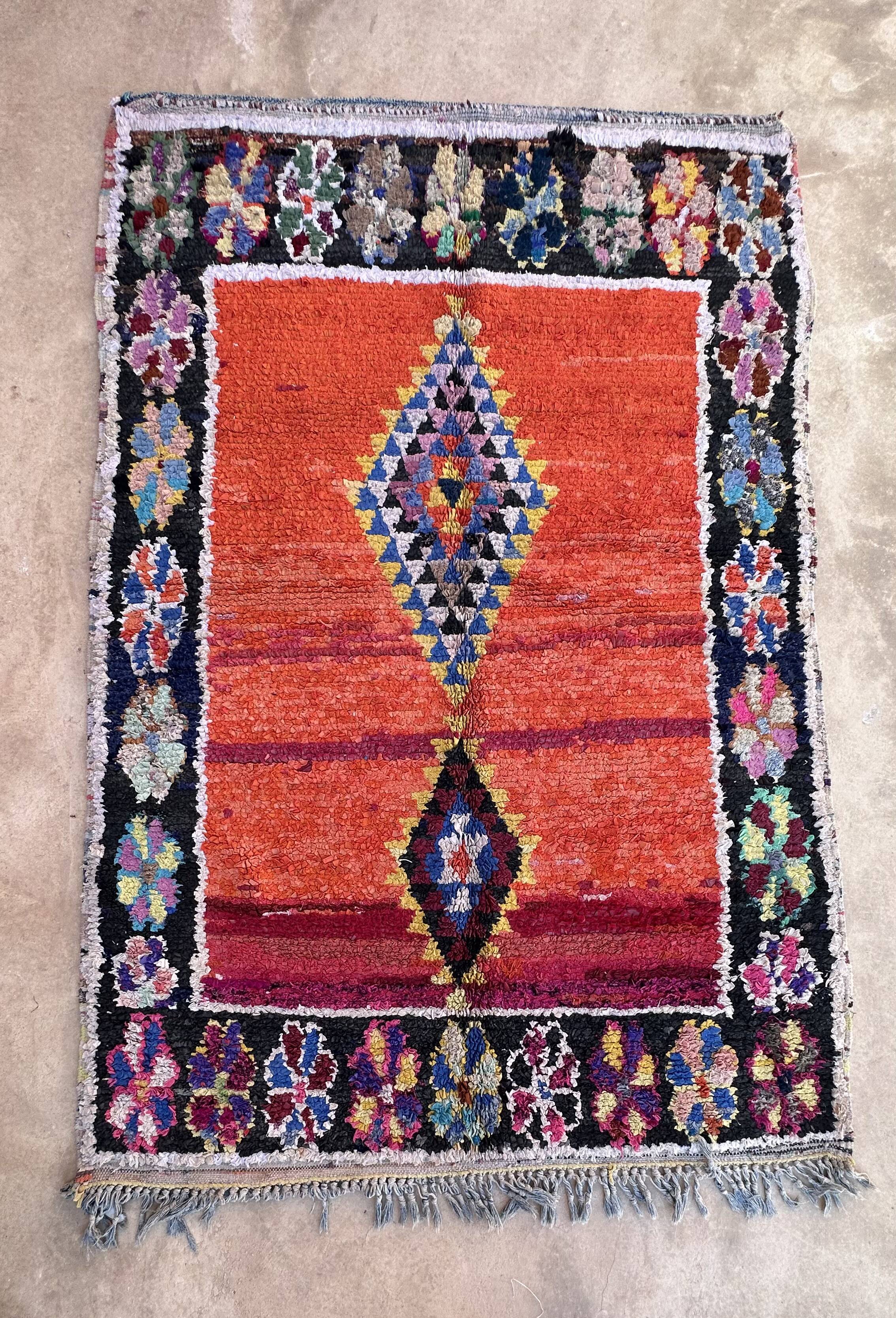 Moroccan carpet boucherouite colored - 139 x 207 cm