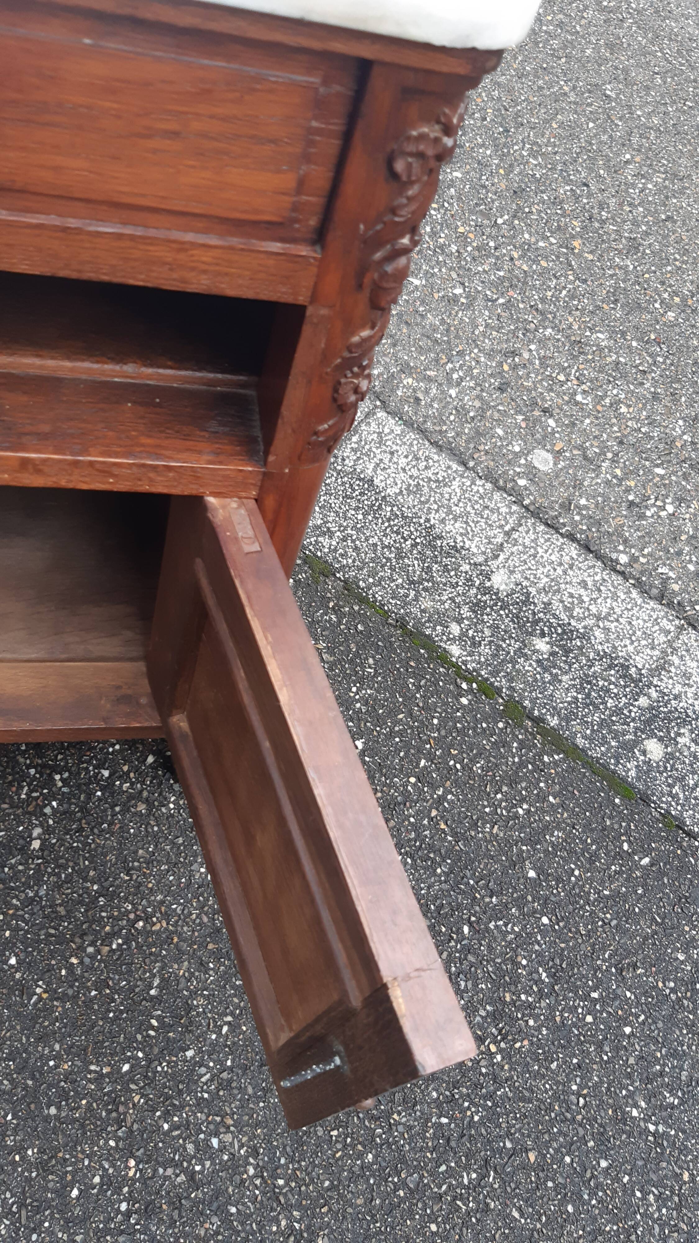 Solid oak and marble bedside tables