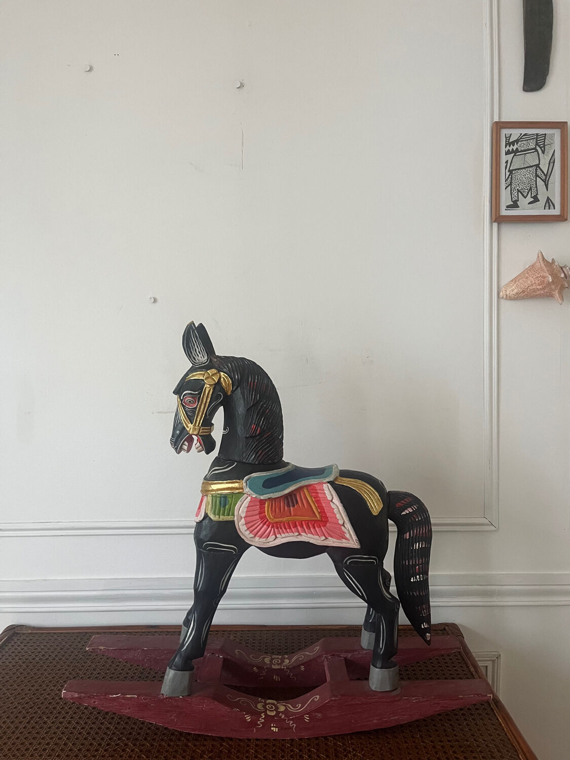Antique wooden rocking horse