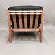 Wide armchair Scandinavian solid oak design 1960