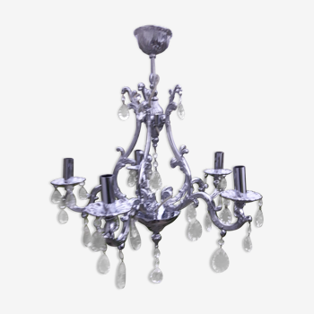 5-light chrome metal chandelier with Italian design stamps