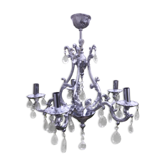 5-light chrome metal chandelier with Italian design stamps