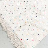 Berber carpet beni ouarain ecru with multicolored polka dots 255x146m