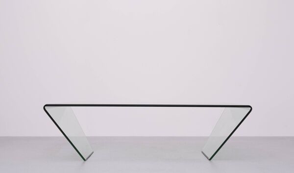 Table basse en verre courbé des années 1980, Italie