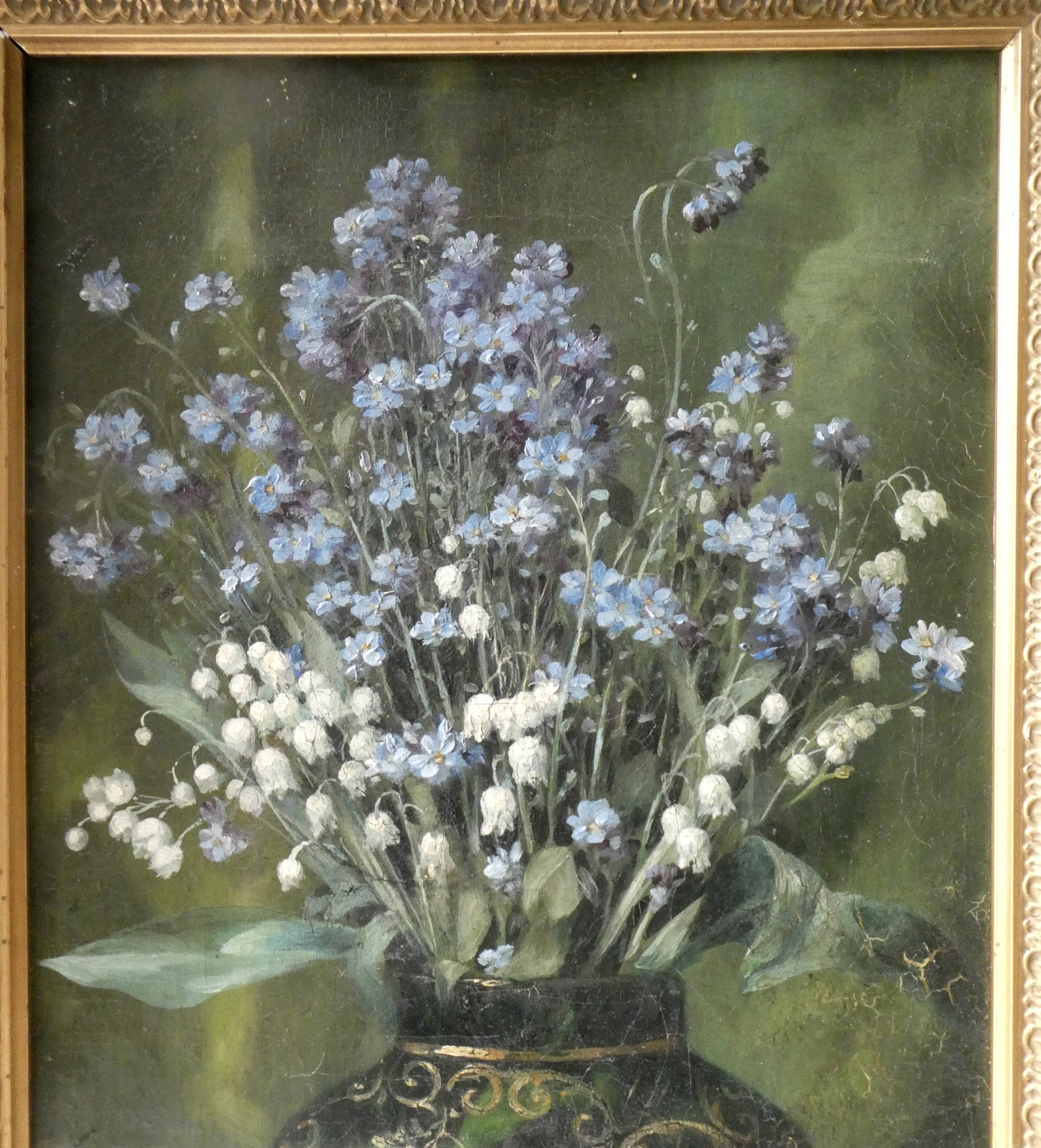 Painting bouquet of flowers signed Théodore Coquelin late 19th century