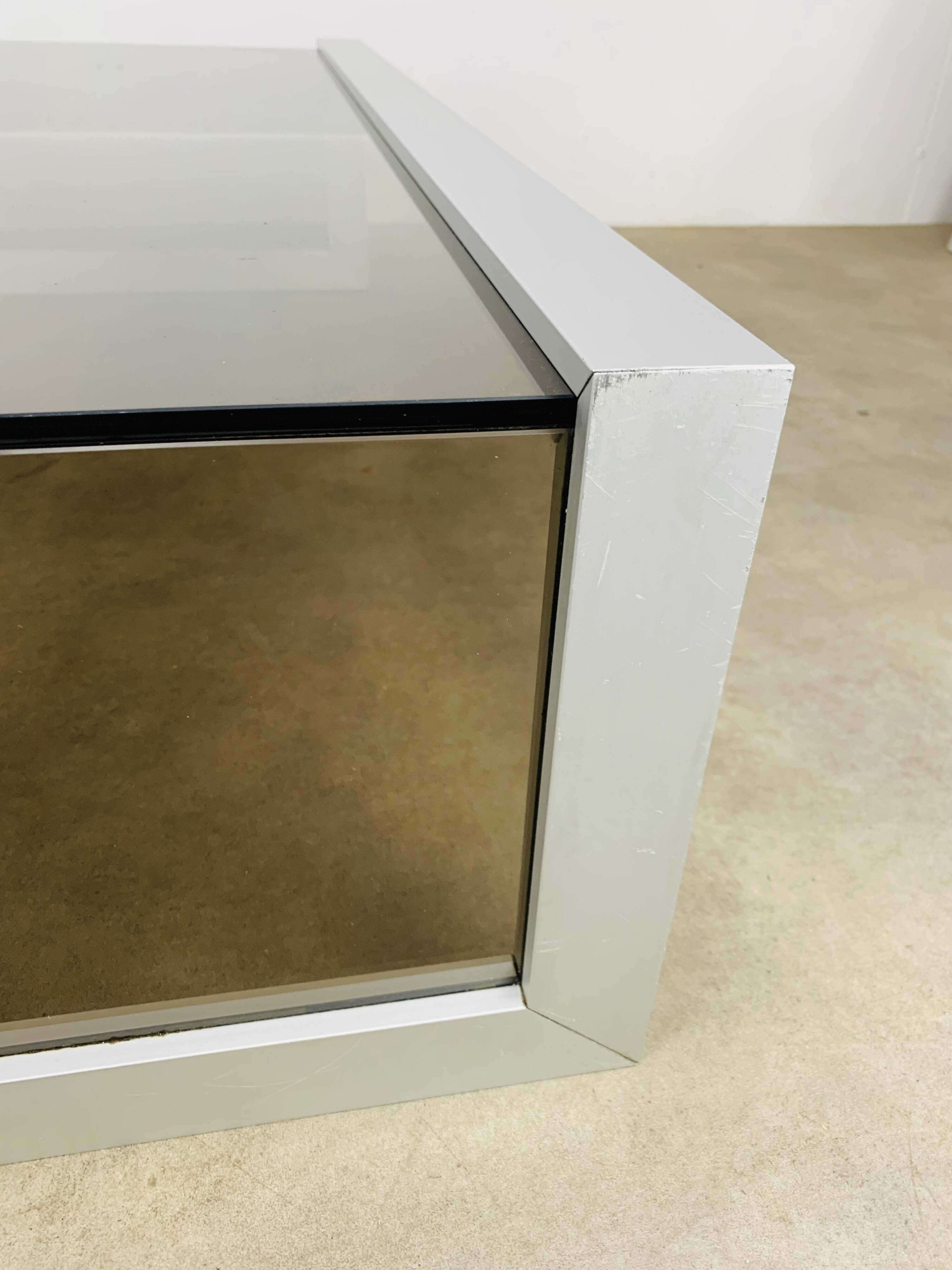 Aluminum and smoked glass coffee table, 1970s