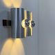 Vintage double wall light in brushed metal and rosewood, France, 1970.