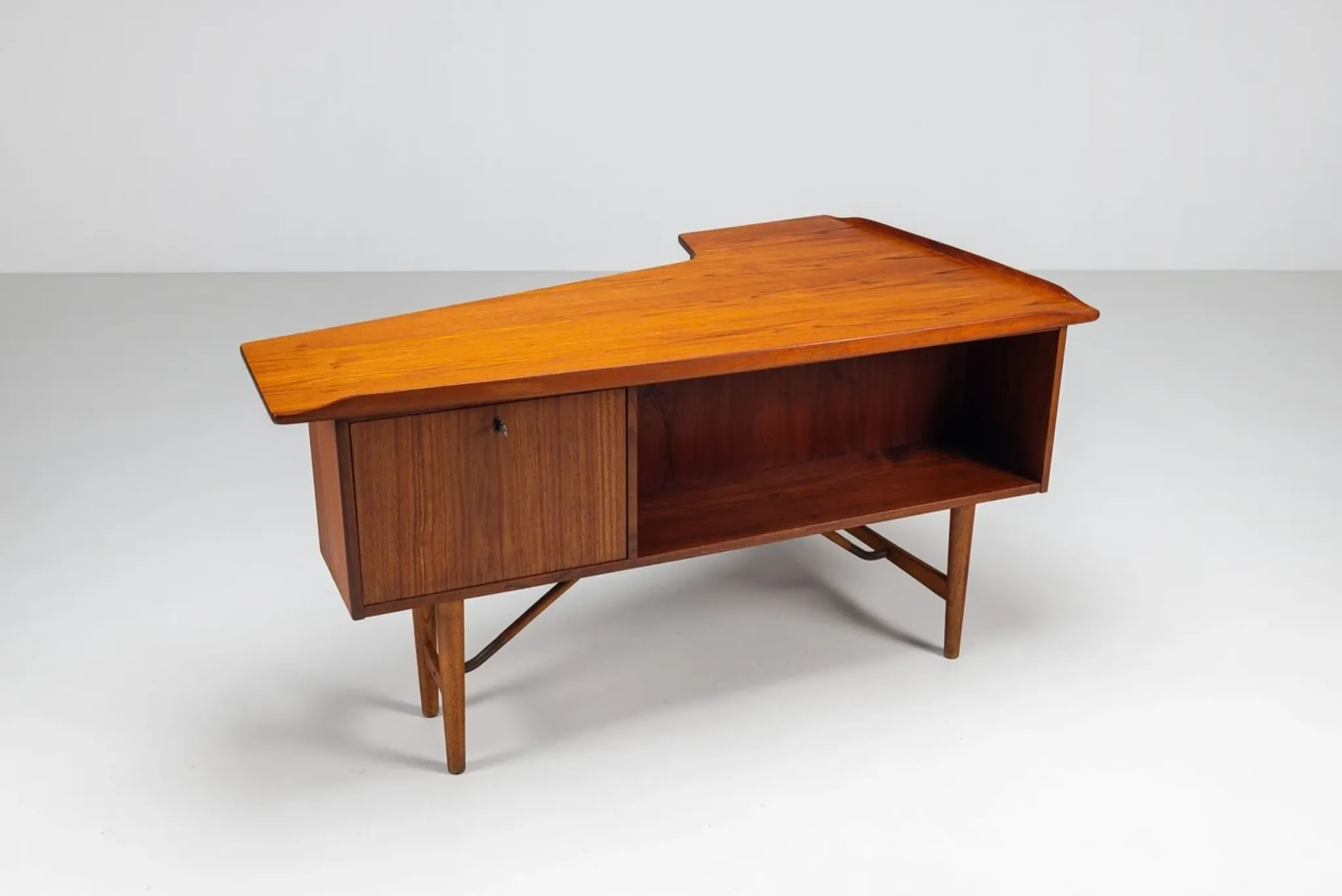 Peter Lovig Nielsen boomerang writing desk teak Lovig Denmark 1960