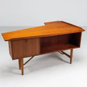 Peter Lovig Nielsen boomerang writing desk teak Lovig Denmark 1960