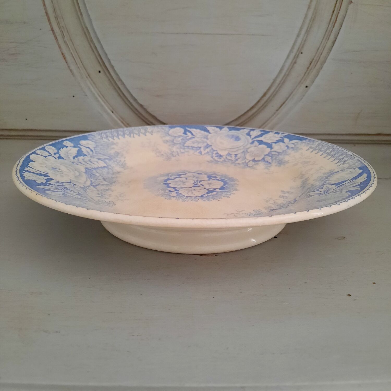 Antique mounted plate in iron earthenware