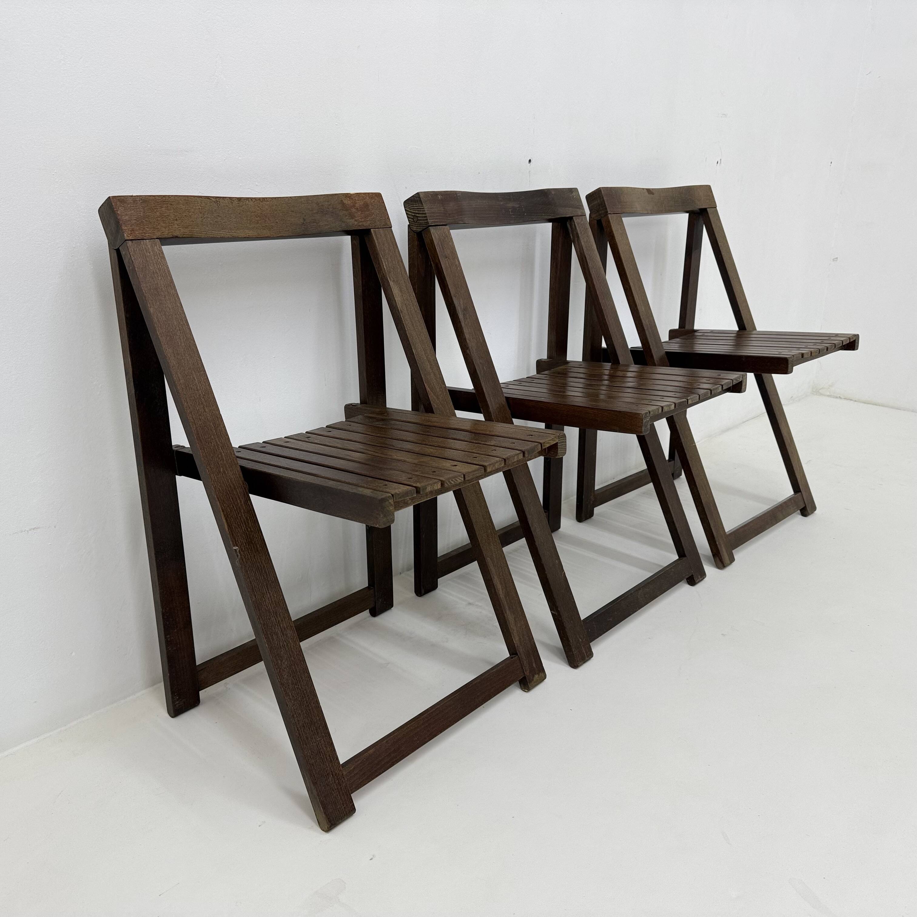 Set of 3  wooden folding chairs, 1960’s