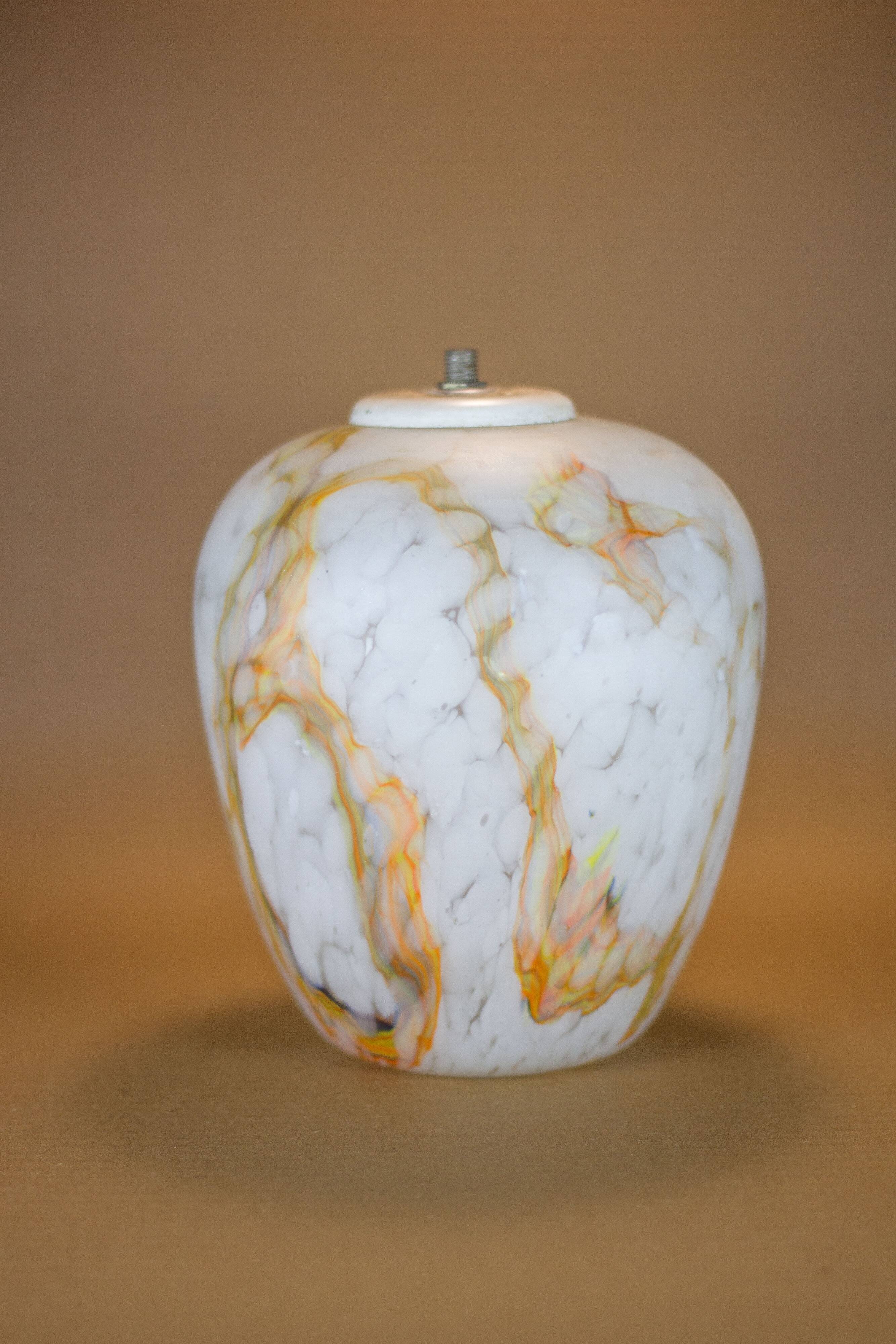 Colorful marbled opaline globe, glass lampshade, ceiling lamp, ceiling lamp, 60's