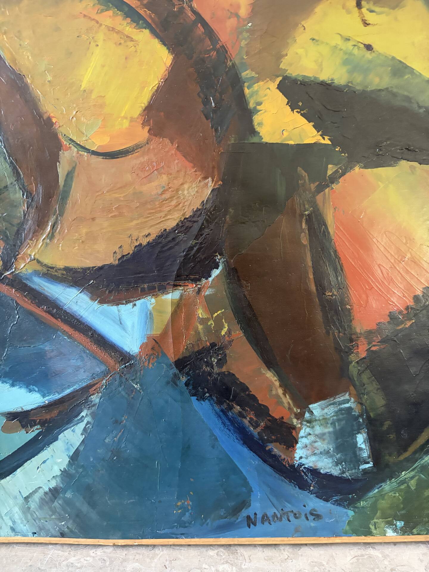 Abstract composition, oil on canvas signed Nantois or