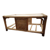 Rattan table and glass