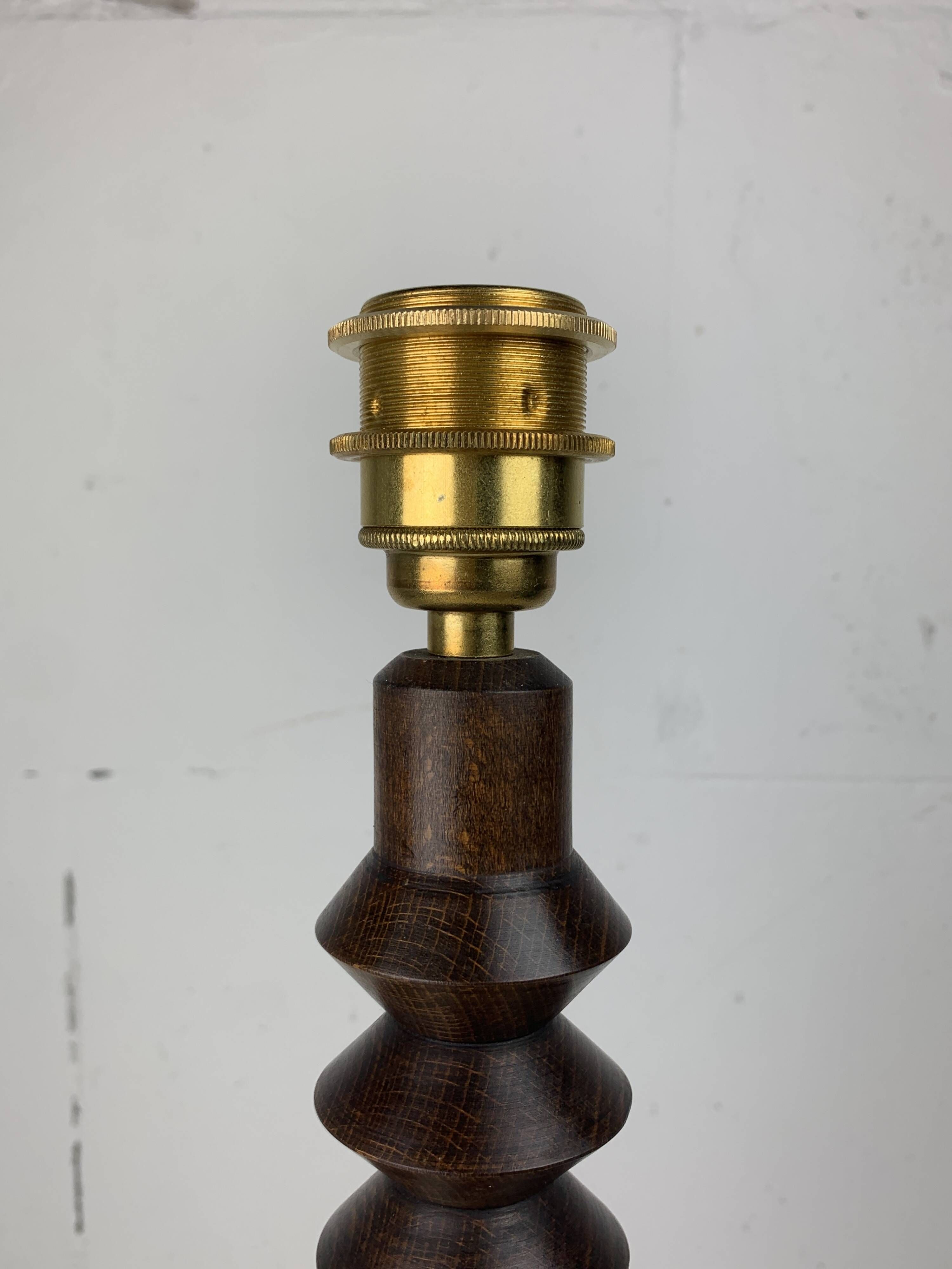 French wood turned table lamp in the style of Charles Dudouyt, 1950s