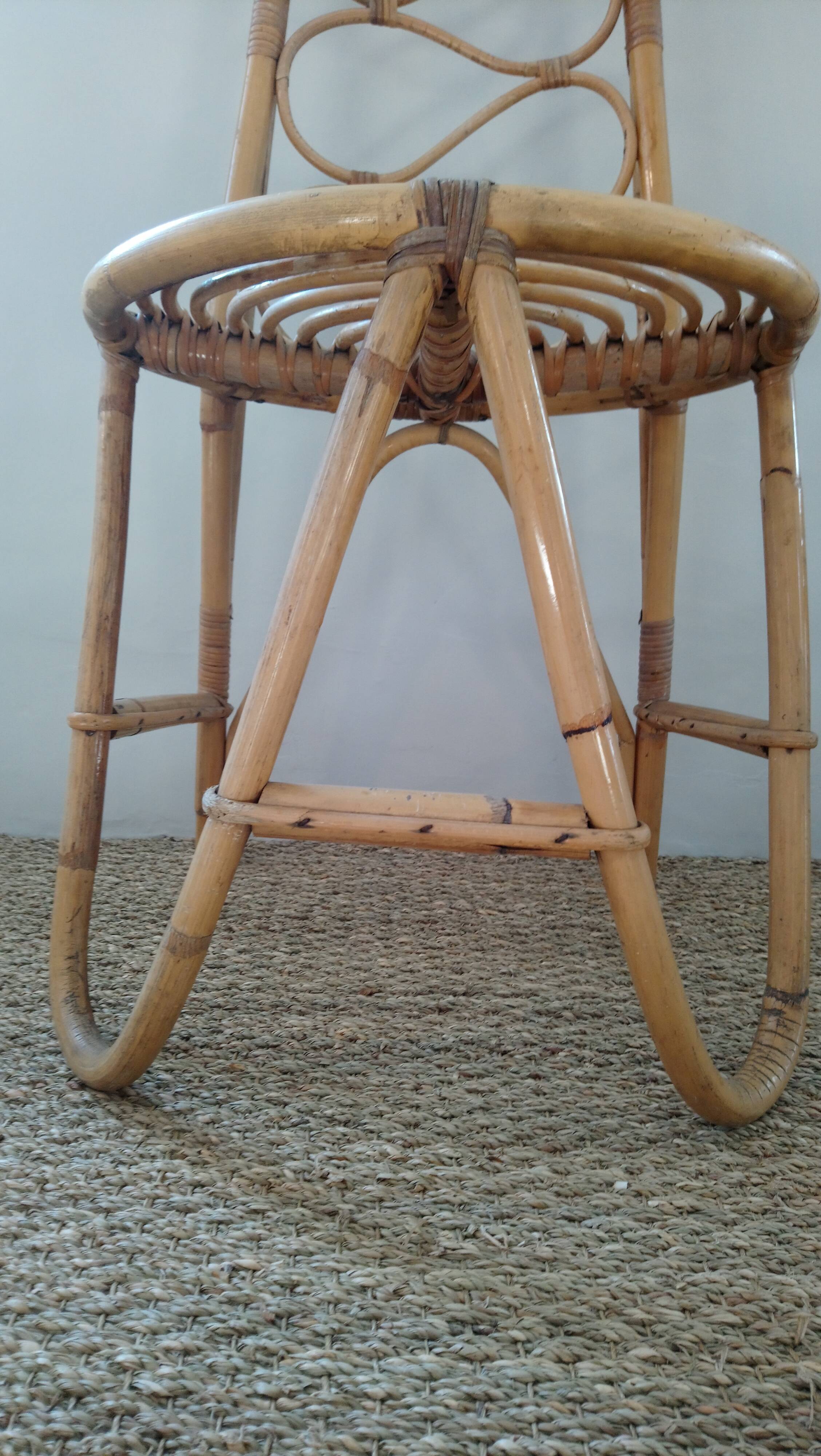 Pair of bamboo chairs and rattan years 70