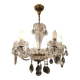 Suspension lustre ancien en verre taillé et pampilles – 6 bras