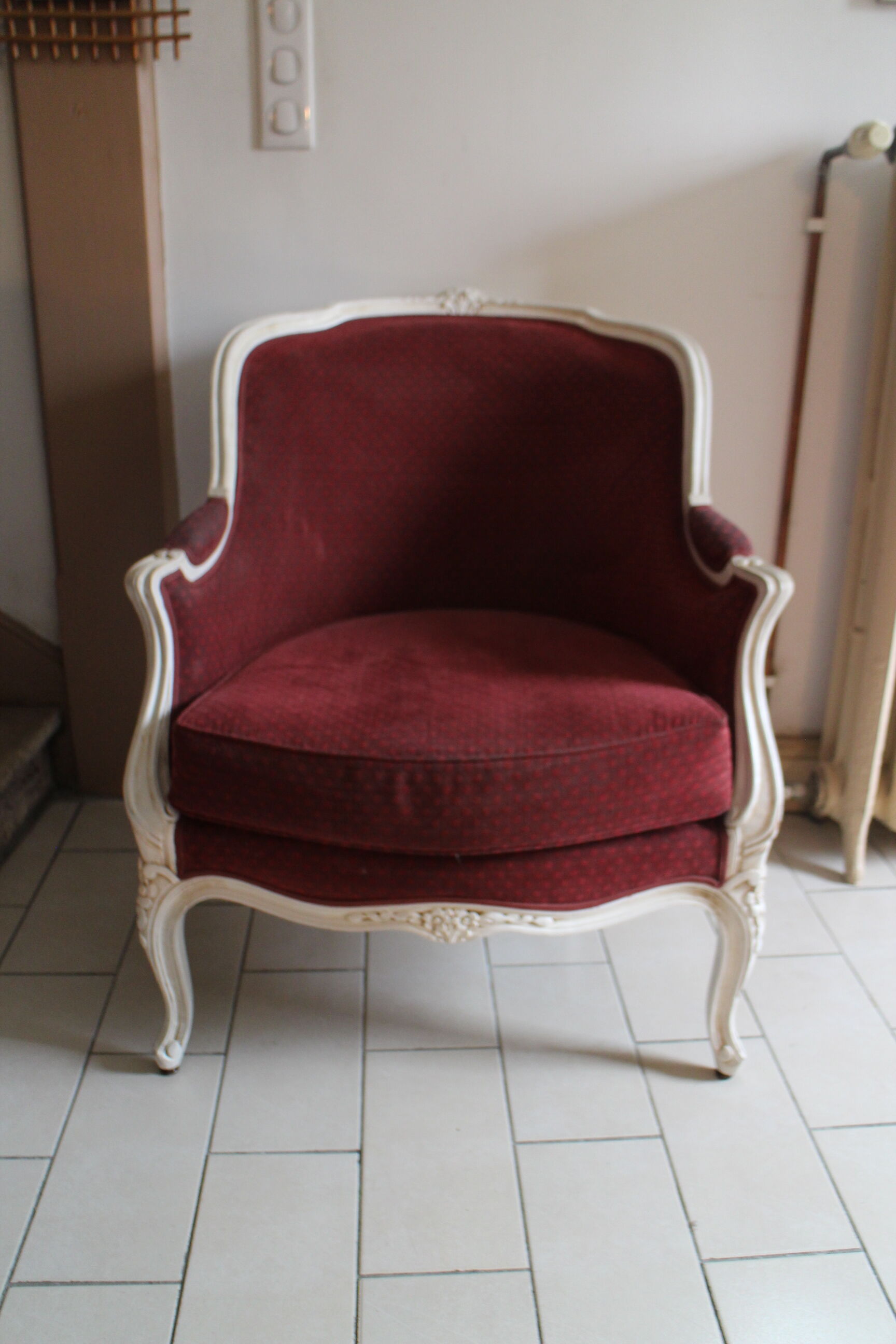 Louis XV style armchair patinated white