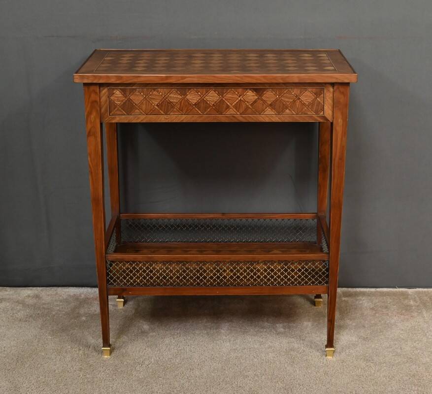 Mahogany marquetry coffee table, Louis XVI style – 1920