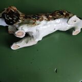 Décor de jardin chien en faïence