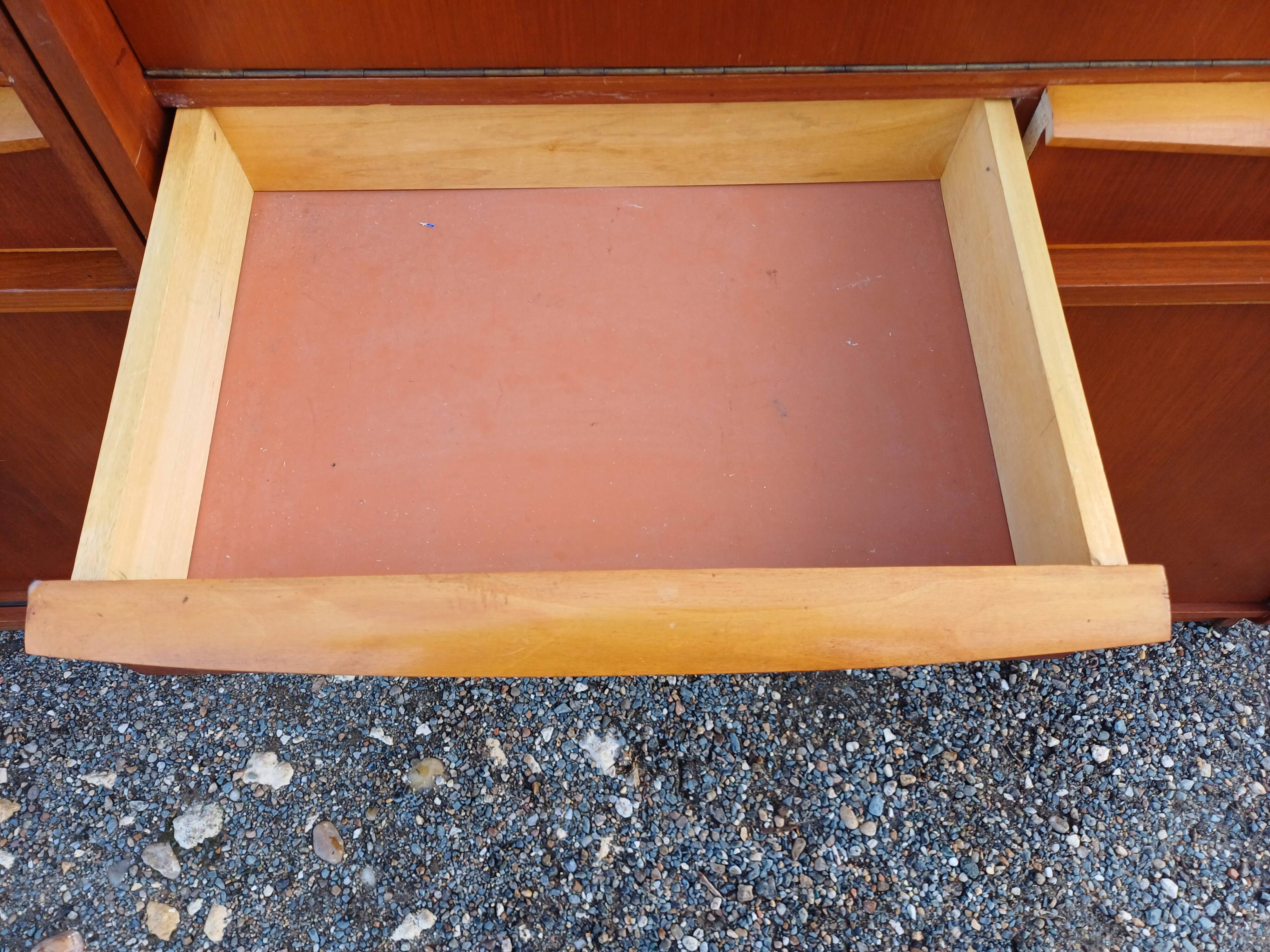 1950s wood and glass display cabinet