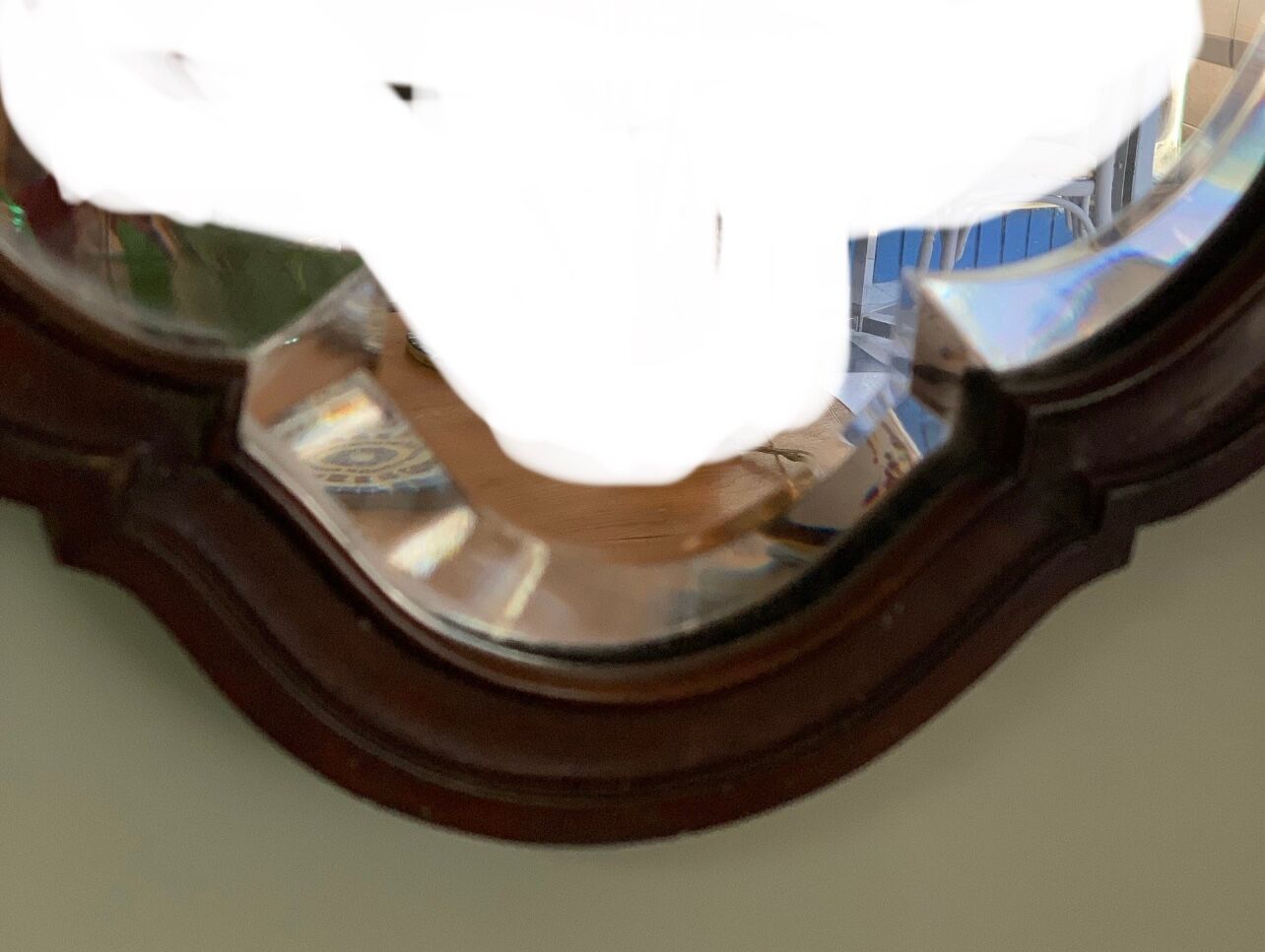 Old mahogany mirror, beveled glass, 43x40cm