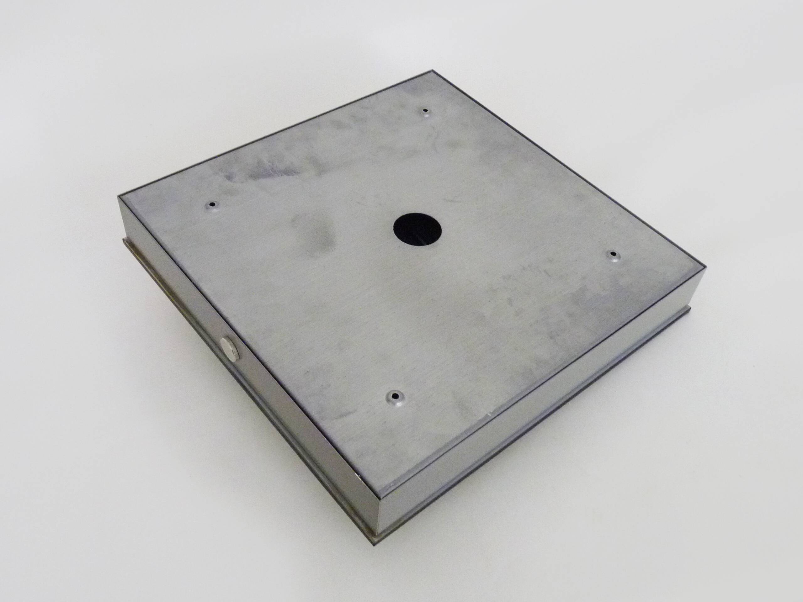 Vintage smoked mirror ceiling light with 4 bulbs, stainless steel structure and mirror.