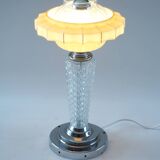 Art Deco glass and chrome lamp