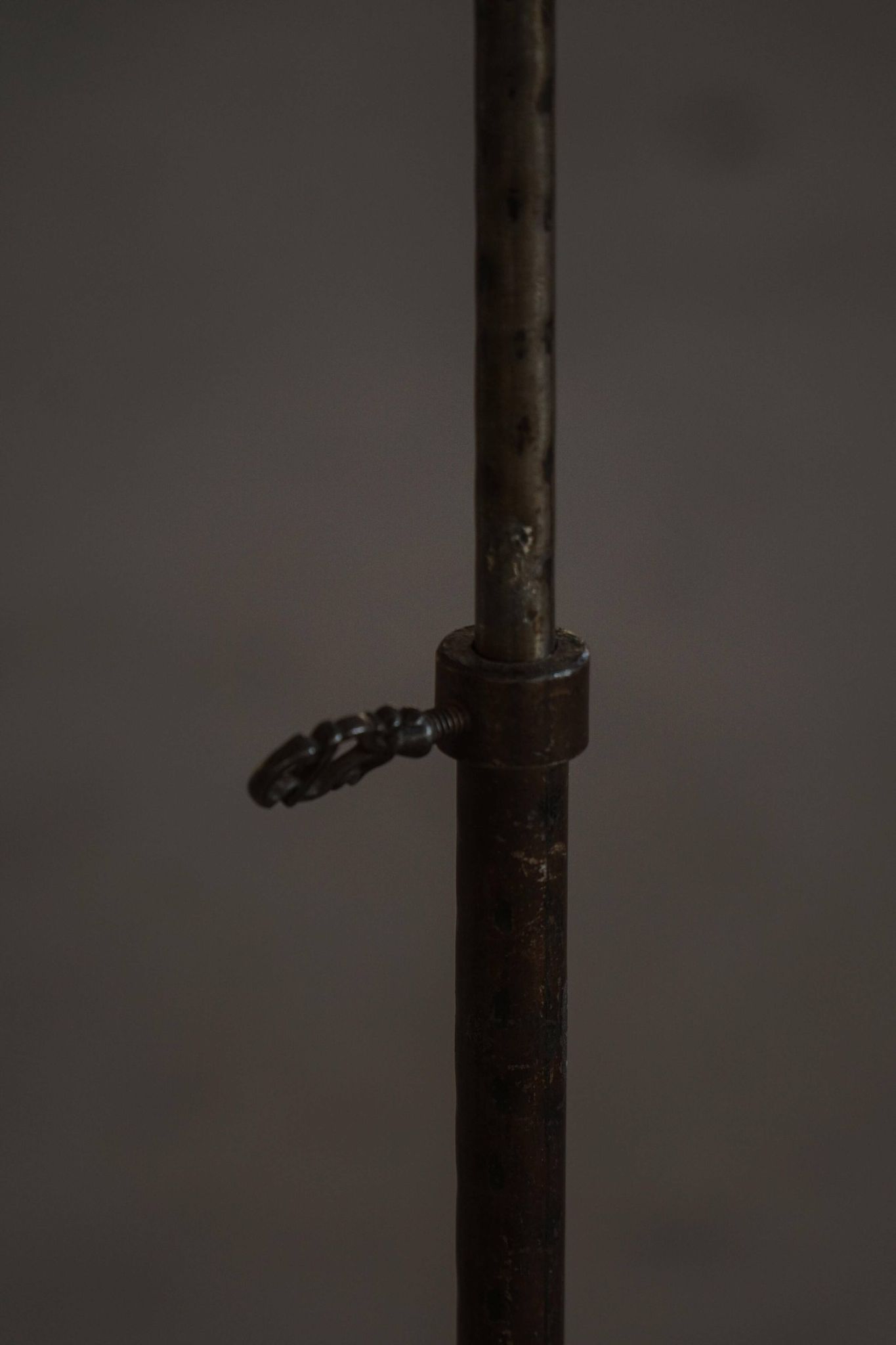 20th-century wrought iron floor lamp with swirling detail, Danish Art Deco.