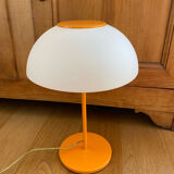 Mushroom lamp vintage metal lacquered orange and plastic