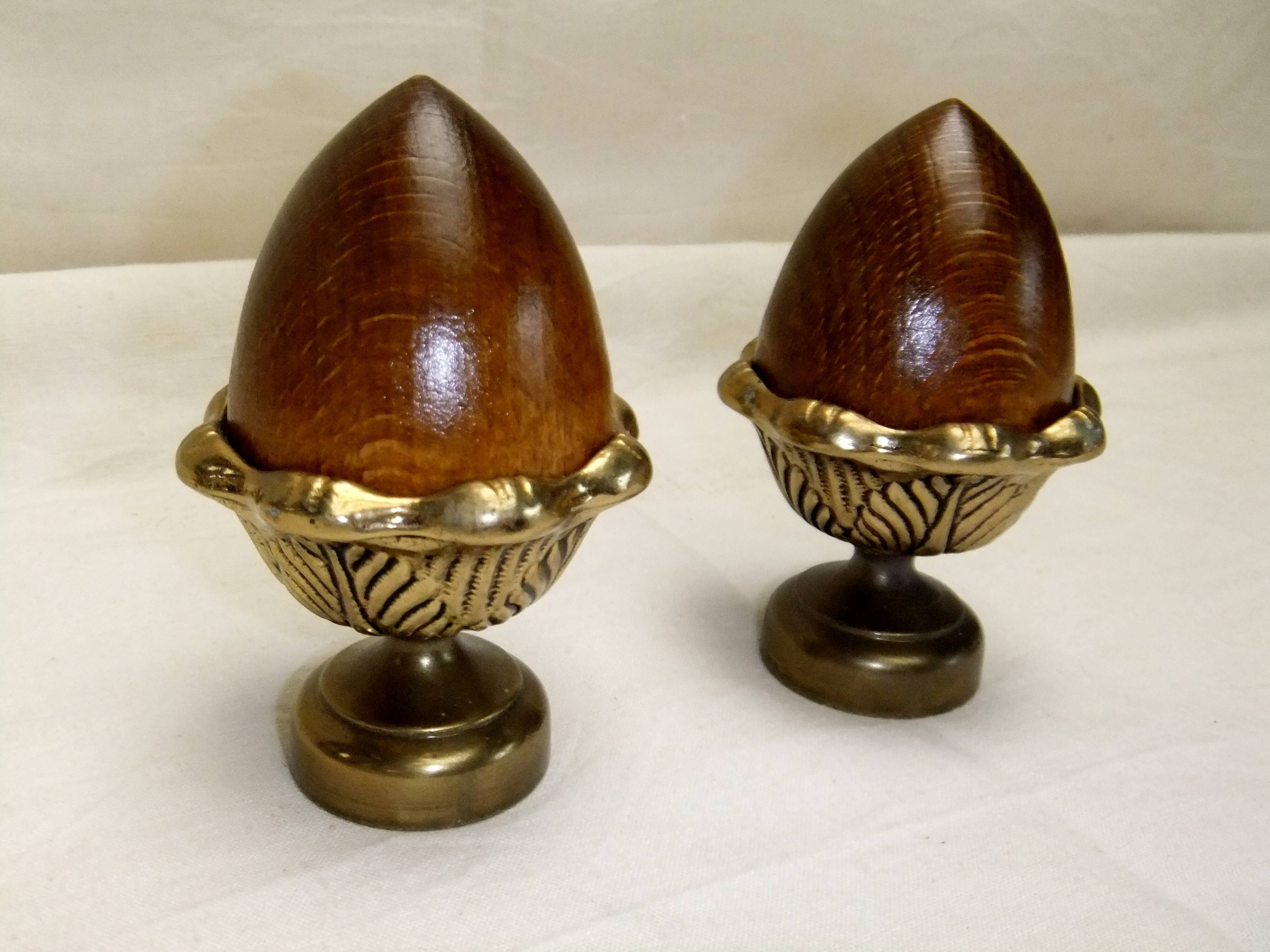 Pine cone bronze wood ornament staircase ball end curtain rod