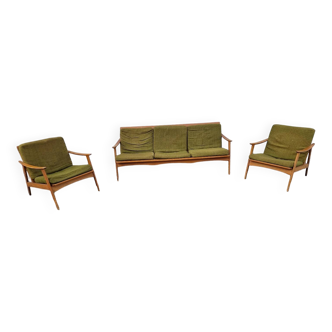 Ensemble de salon : canpé et 2 fauteuils style boomerang 1950
