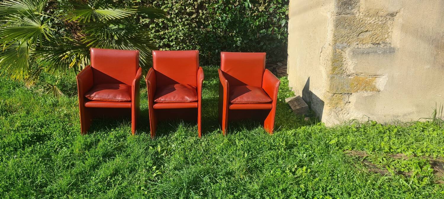 Set of 3 armchairs "401 break" by Mario Bellini for Cassina