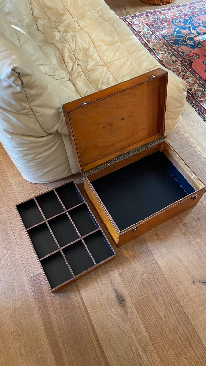 Vintage wooden toolbox chest