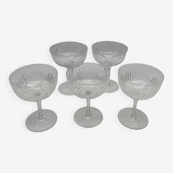 5 crystal bowls cut in the Baccart spirit, Saint Louis, Val Saint Lambert