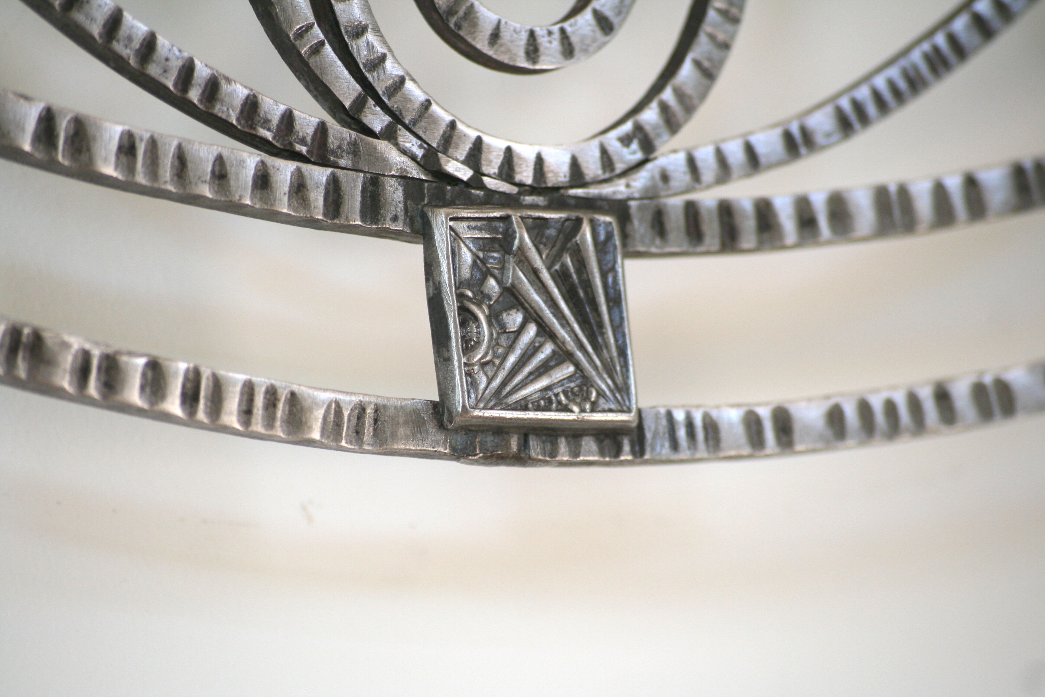 Beaten brushed wrought iron mirror